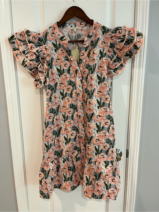 JODIFL Dresses & Skirts - JODIFL Blush Floral Ruffle-Sleeve Women’s Dress